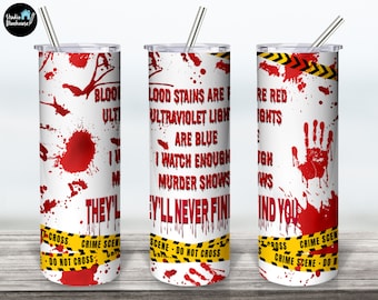 Halloween-Murder-Show, Tatort, 20 Unzen Skinny Tumbler Sublimation Designs Becher für gerade / konische PNG-Datei digitalen Download