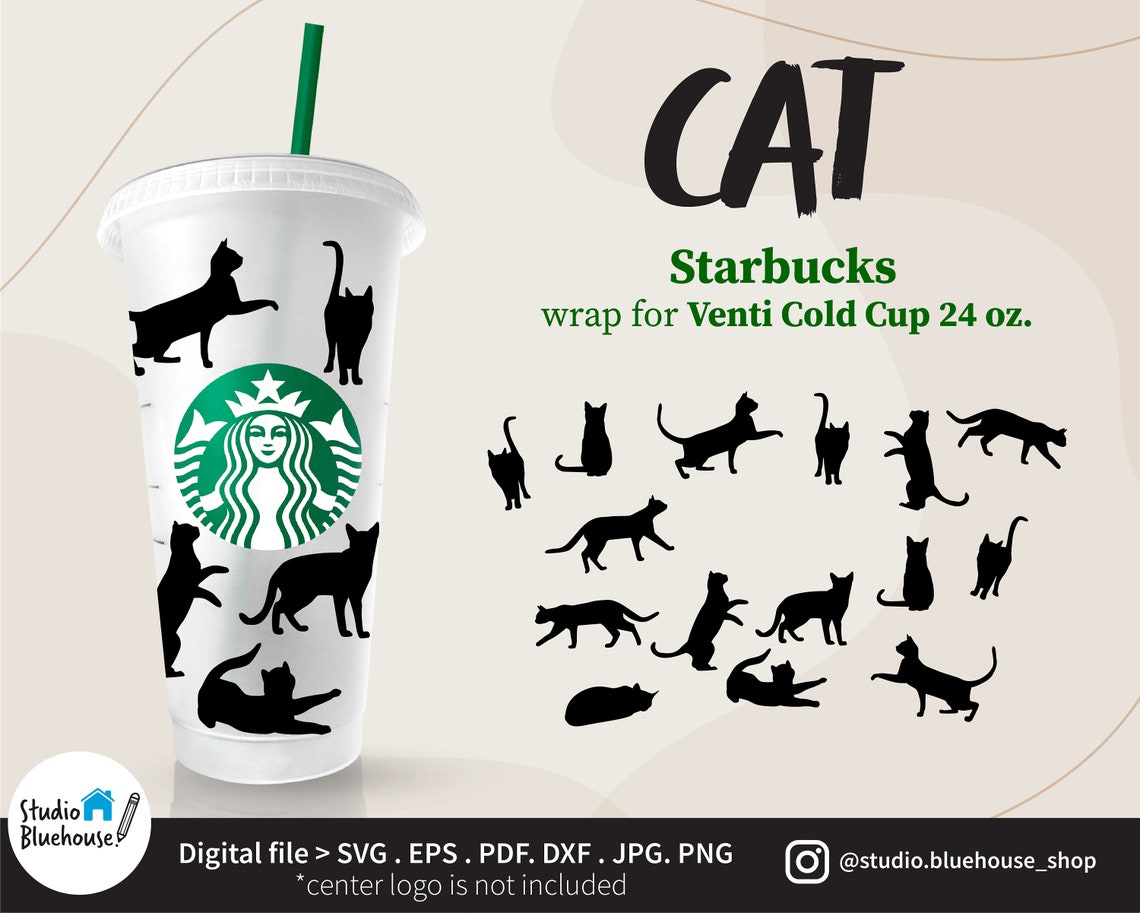 Kitten Cat Starbucks Cup SVG Cats Wrap Svg Starbucks Kitty - Etsy UK