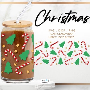 Libbey Glass 16oz | 20oz ⟡ Christmas Libbey Wrap ⟡ Sugar Svg ⟡  Candy Canes Svg ⟡ Christmas Svg ⟡ Wrap Files for Cricut & Silhouette