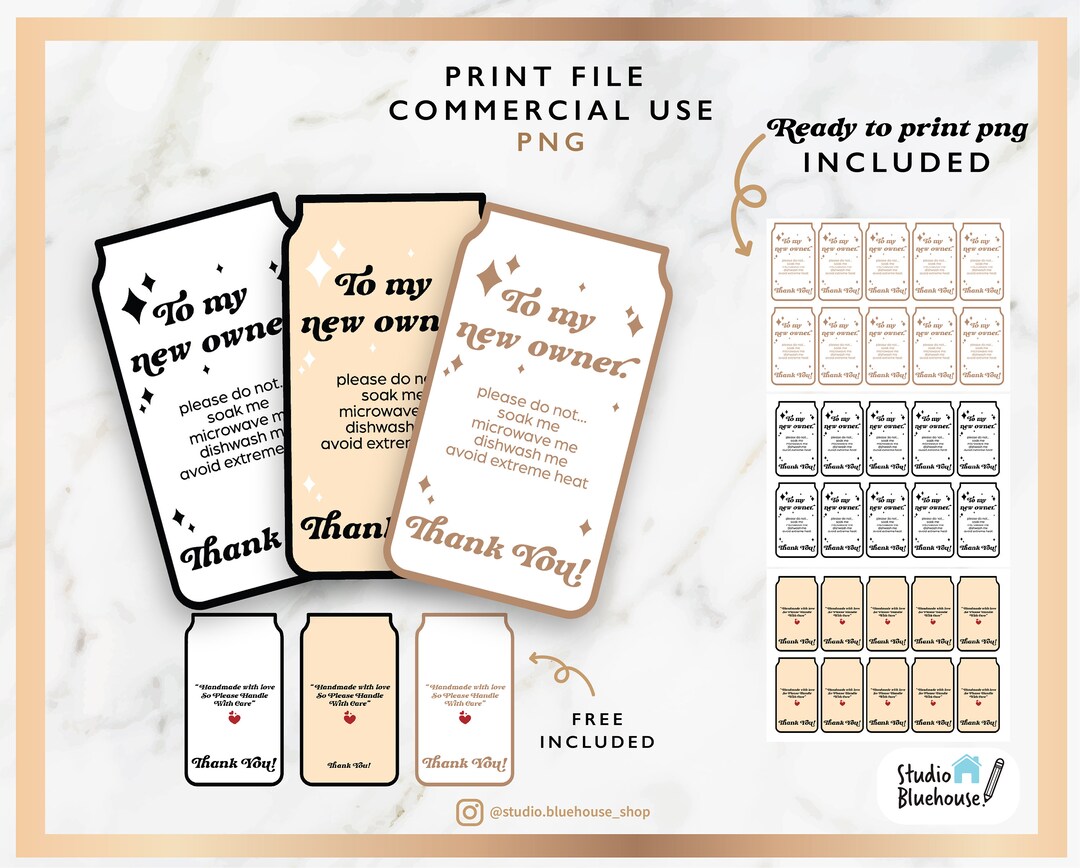 Libbey Care Cards Ready to Print &amp; Cut Printable Glass Cup Libbey Glass Can Png Care Card ...