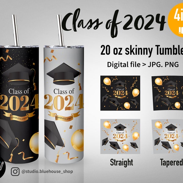 2024 Graduation Skinny Tumbler ⟡ Senior 2024 ⟡ class of 2024 ⟡ 20 oz Skinny Tumbler for Straight/Tapered Tumbler PNG File Digital Download