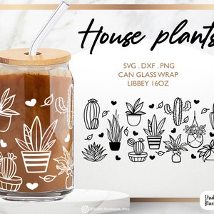 Libbey Glass 16oz | 20oz ⟡ House Plant Svg ⟡ Botanical Clipart Svg ⟡ Glassware Svg ⟡ Hanging Plants ⟡ Wrap Files Cricut & Silhouette png