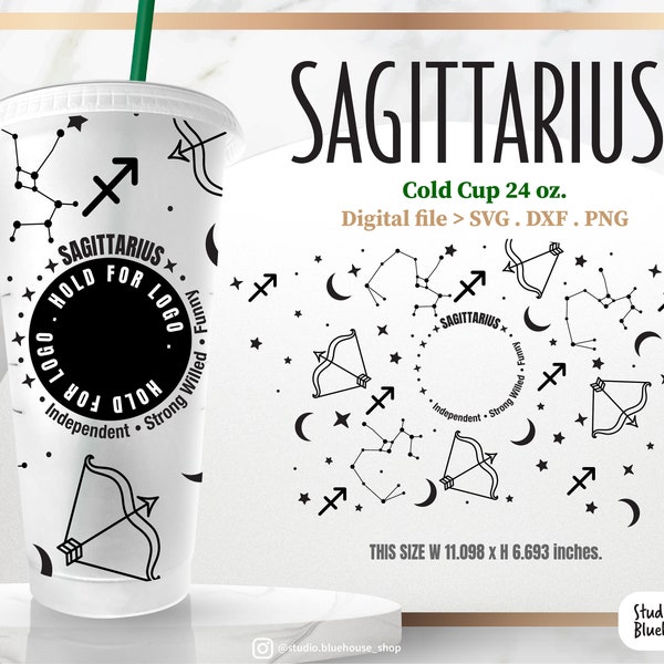 SAGITTARIUS | Seamless Wrap | Svg for 24oz Cold Cup | Zodiac Horoscope | Reusable | ⟡ Full Wrap Sbux 24oz Venti Cold Cups ⟡ SVG PNG file