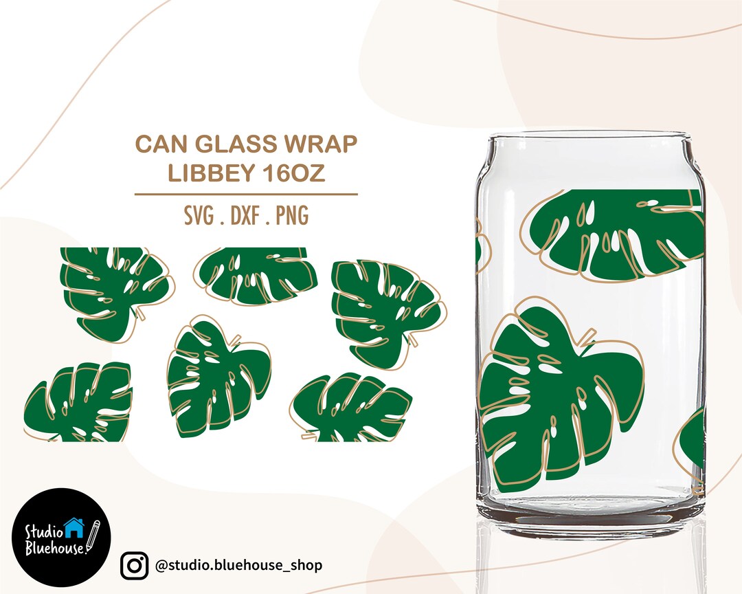 Monstera Leaf Libbey Svg Tropical Svg Summer Coffee Glass Can Libbey ...