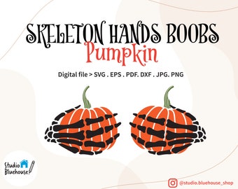 Skeleton Hands Pumpkin SVG, Halloween Shirt Design (Digital Download)