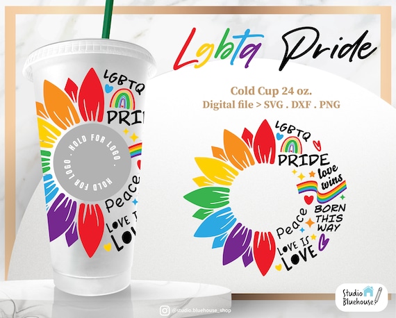 Lgbtq Pride Rainbow Sunflower ⟡ Pride SVG ⟡ Lgbtq Svg ⟡ Full Wrap for Sbux 24oz Venti Cold Cups ⟡ SVG PNG file