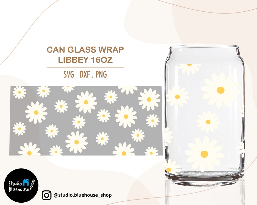 Daisy Flower Libbey Svg Coffee Glass Can Libbey 16oz Beer Can Glass Svg ...