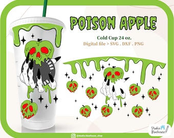 Poison Apple svg Hexe Poison svg ⟡ Halloween svg geschnitten Datei für Sbux 24oz Venti Cold Cups ⟡ SVG PNG DXF