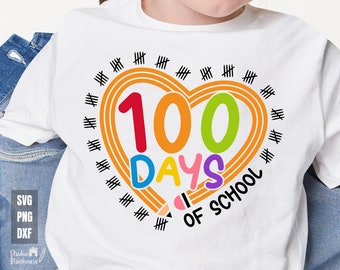 100 Days of School SVG PNG ⟡ Teacher Shirt SVG ⟡ 100th Day of School Svg ⟡ Kids Svg ⟡ Cut files for Cricut, Sublimation Design