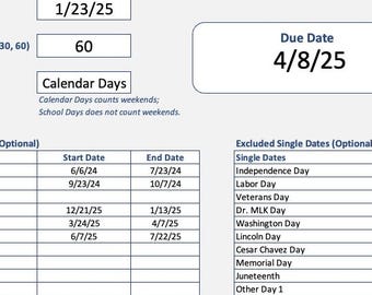 Assessment Due Date Calculator | Excel Tool for School Psychologists, SLP, Special Education, SPED