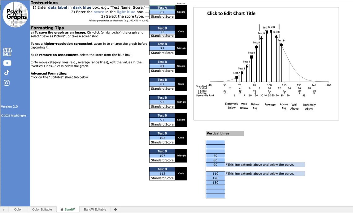 Excel Bell Curve Graph No Icons for Psychoeducation Evaluation - Etsy