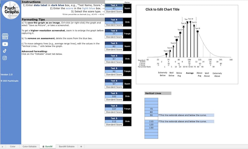 Excel Bell Curve Graph No Icons for Psychoeducation Evaluation - Etsy
