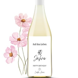 Etichetta personalizzata per bottiglia di vino rotonda compleanno nera | Regalo di compleanno etichetta vino regalo compleanno rotondo con nome