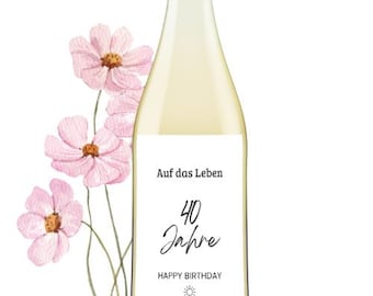 Personalized wine bottle label round birthday black | Birthday gift wine label gift round birthday with name