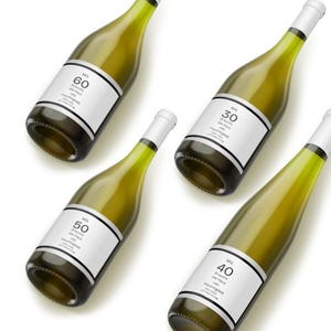 Étiquette de bouteille de vin personnalisée Anniversaire 40e I 30e I 50e I 60e Noir | Cadeau d'anniversaire étiquette de vin cadeau anniversaire rond