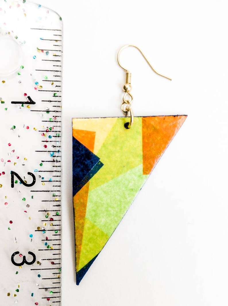 Paper earrings handmade multicolor earrings African tribal earrings decoupage earrings Afrocentric earrings colorful geometric earrings