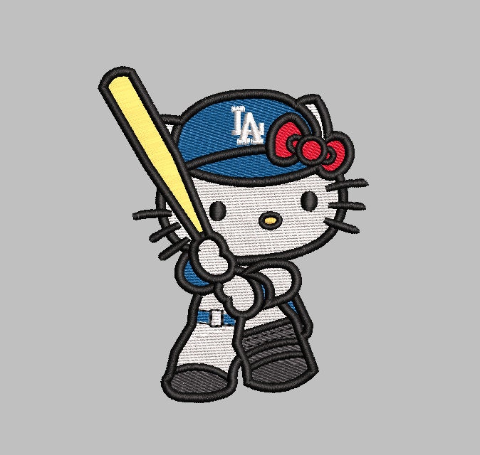 Los Angeles Baseball Kitty Embroidery File 