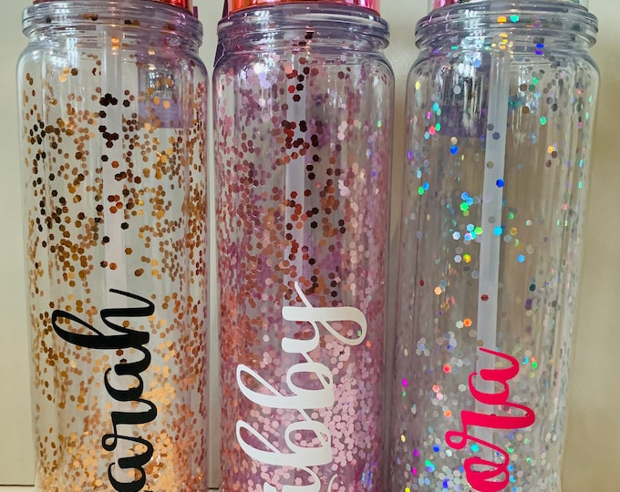 Personalised Glitter Water Bottle // Gift for Best Friend, Personalised
