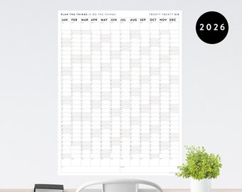 Giant 2026 Wall Calendar | 2026 Large Wall Planner | Annual Planner | Yearly Planner | Monthly Planner | 2026 Planner (Vertical / Gray)
