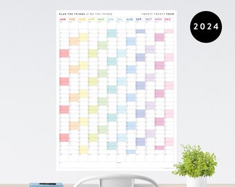 Giant 2024 Wall Calendar | 2024 Large Wall Planner | Annual Planner | Yearly Planner | Monthly Planner | 2024 Planner (Vertical / Rainbow)