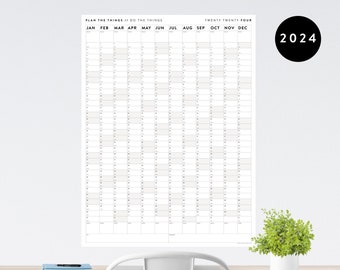 Giant 2024 Wall Calendar | 2024 Large Wall Planner | Annual Planner | Yearly Planner | Monthly Planner | 2024 Planner (Vertical / Gray)