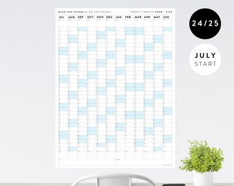 2024 - 2025 July Start Academic Wall Calendar | Mid-Year Calendar | Monthly Planner | Academic Year Planner | Giant Wall Calendar (Blue)