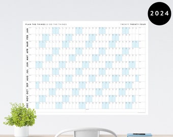 Giant 2024 Wall Calendar | 2024 Wall Planner | Annual Planner | Yearly Planner | Monthly Planner | 2024 Year Planner (Horizontal / Blue)