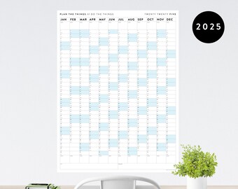 Giant 2025 Wall Calendar | 2025 Large Wall Planner | Annual Planner | Yearly Planner | Monthly Planner | 2025 Planner (Vertical / Blue)
