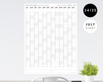 2024 - 2025 July Start Academic Wall Calendar | Mid-Year Calendar | Monthly Planner | Academic Year Planner | Giant Wall Calendar (Gray)