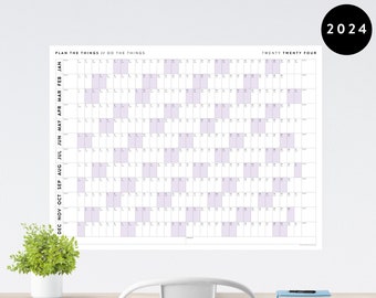 Giant 2024 Wall Calendar | 2024 Wall Planner | Annual Planner | Yearly Planner | Monthly Planner | 2024 Year Planner (Horizontal / Purple)