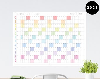 Giant 2025 Wall Calendar | 2025 Wall Planner | Annual Planner | Yearly Planner | Monthly Planner | 2025 Year Planner (Horizontal / Rainbow)