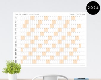 Giant 2024 Wall Calendar | 2024 Wall Planner | Annual Planner | Yearly Planner | Monthly Planner | 2024 Year Planner (Horizontal / Orange)