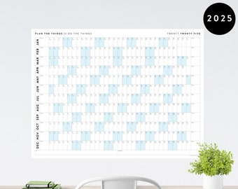 Giant 2025 Wall Calendar | 2025 Wall Planner | Annual Planner | Yearly Planner | Monthly Planner | 2025 Year Planner (Horizontal / Blue)