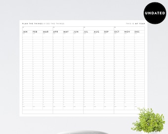 Giant Undated Perpetual / Forever Wall Calendar - Annual + Quarterly Planning | Yearly Planner | Quarterly Calendar | Monthly Planner (B+W)