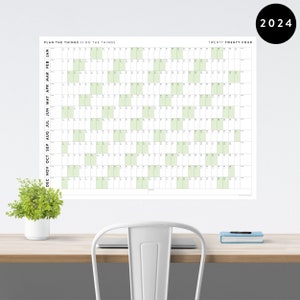 Giant 2024 Wall Calendar 2024 Wall Planner Annual Planner Yearly Planner Monthly Planner 2024 Year Planner Horizontal / Green image 1