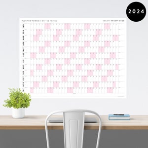 Giant 2024 Wall Calendar | 2024 Wall Planner | Annual Planner | Yearly Planner | Monthly Planner | 2024 Year Planner (Horizontal / Pink)
