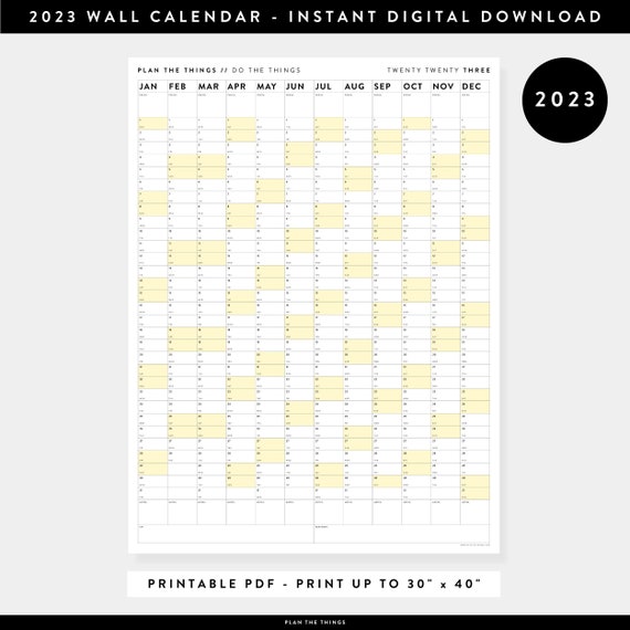 PRINTABLE 2023 Wall Calendar Digital PDF Instant Download - Etsy