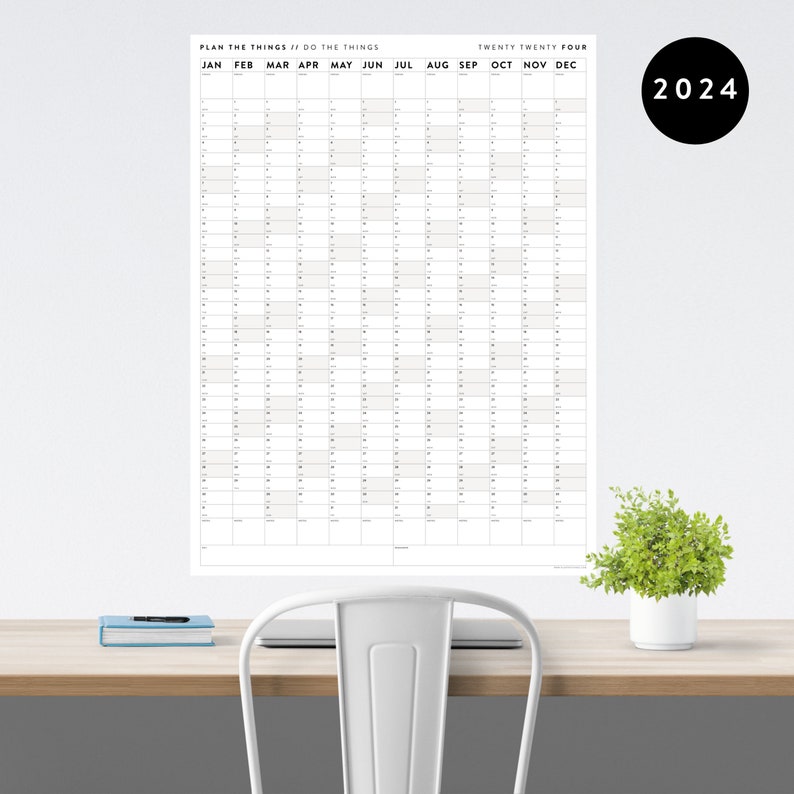 PRINTABLE 2024 Wall Calendar Digital PDF Instant Download Etsy