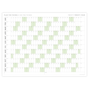 Giant 2024 Wall Calendar 2024 Wall Planner Annual Planner Yearly Planner Monthly Planner 2024 Year Planner Horizontal / Green image 2