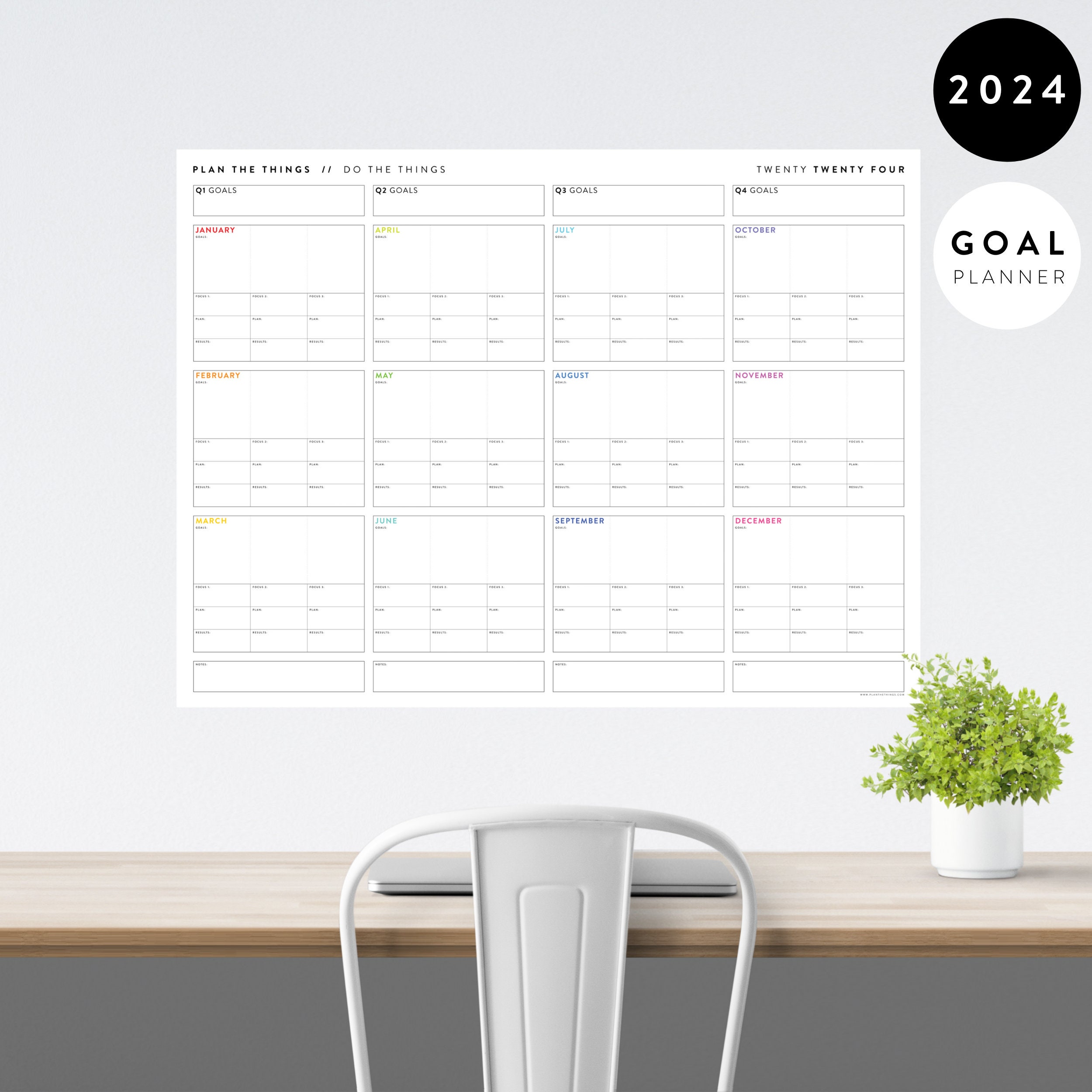 Concevoir un calendrier de table mural 2024 imprimable, planificateur  rapidement