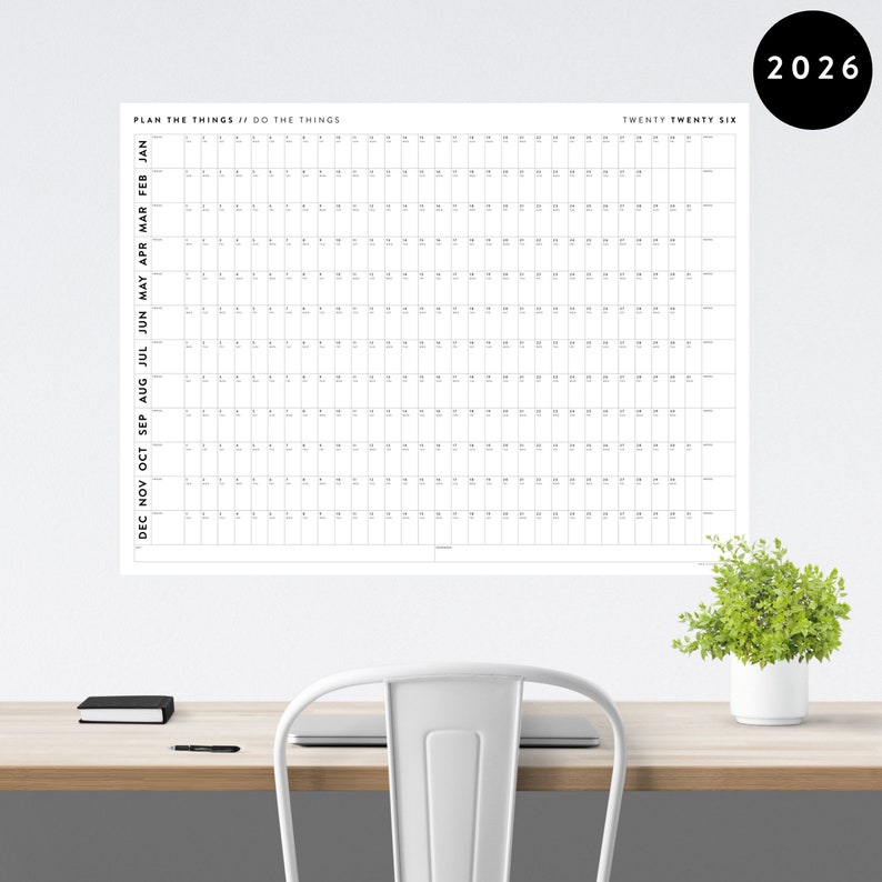 PRINTABLE 2026 Wall Calendar | Digital PDF Instant Download | 2026 Wall ...