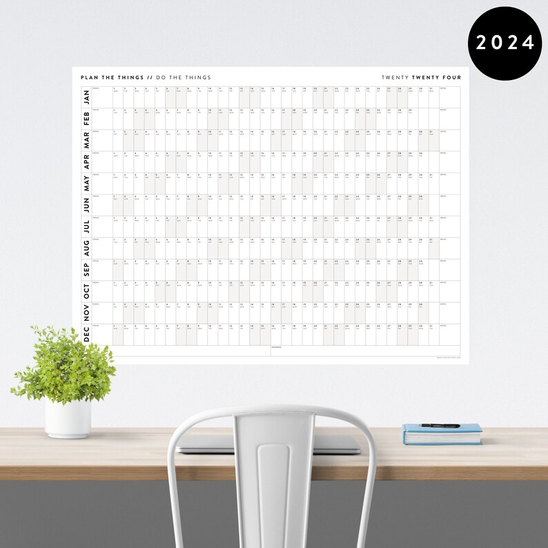 Giant 2024 Wall Calendar 2024 Wall Planner Annual Planner Etsy