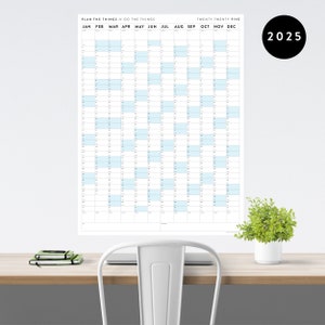 Giant 2025 Wall Calendar | 2025 Large Wall Planner | Annual Planner | Yearly Planner | Monthly Planner | 2025 Planner (Vertical / Blue)