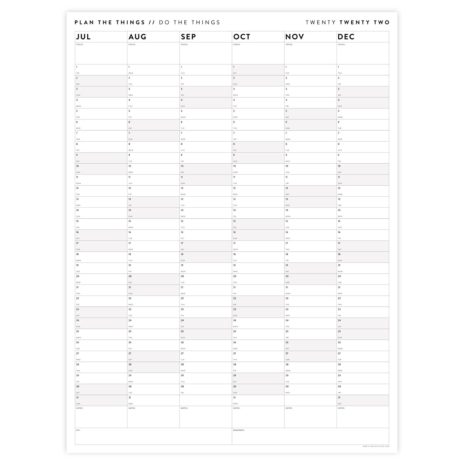 Calendario De Pared Gigante De Seis Meses SET 2022 Conjunto Etsy