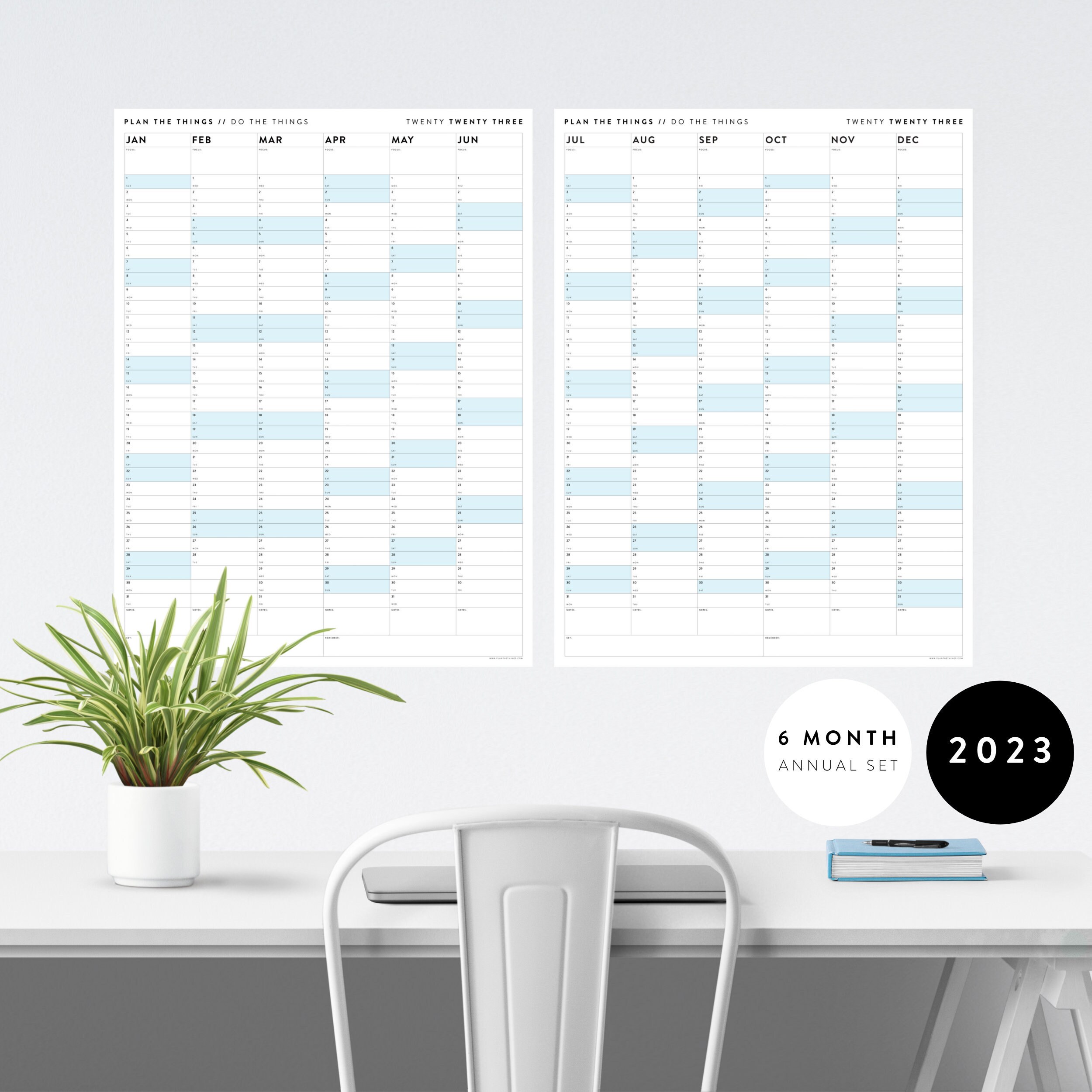 Six Month Giant Wall Calendar Set 2023 Half Year Planner Set | Etsy