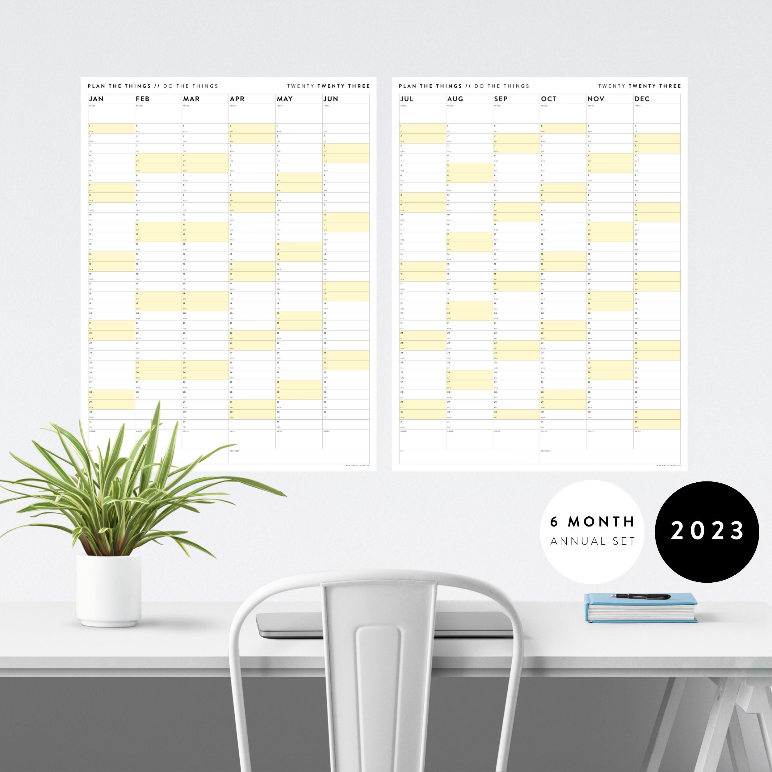 Six Month Giant Wall Calendar SET 2023 Half Year Planner Set Etsy UK