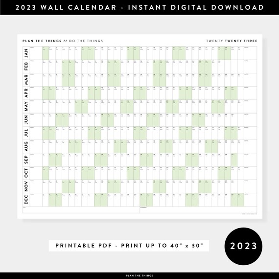 PRINTABLE 2023 Wall Calendar Digital PDF Instant Download - Etsy