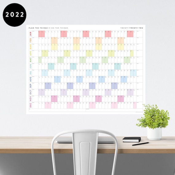 Paper 2022 Multicolour Yearly Wall Planner Annual Large Calendar Poster