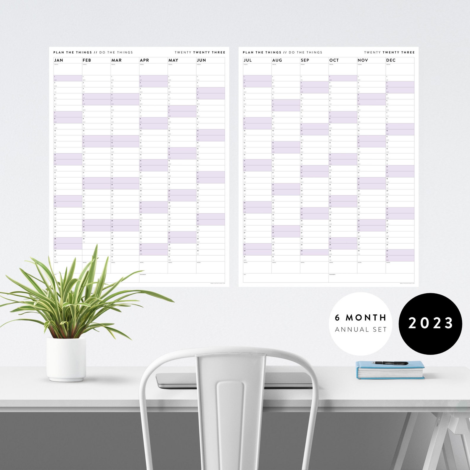 Grand Calendrier Mural 2023 Gratuit Calendrier mural géant de six mois SET 2023 Planificateur - Etsy France