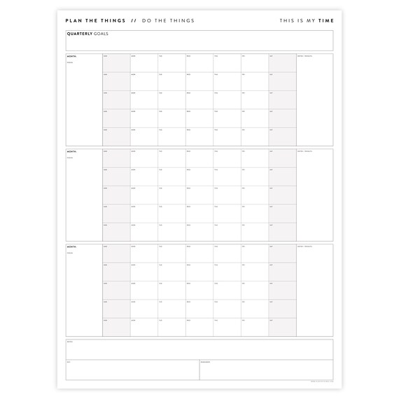 Undated Quarterly Giant Wall Calendar Sunday Start 90 Day Plan 90 Day Calendar Minimalist 12 Week Year Quarterly Planner gray - Etsy